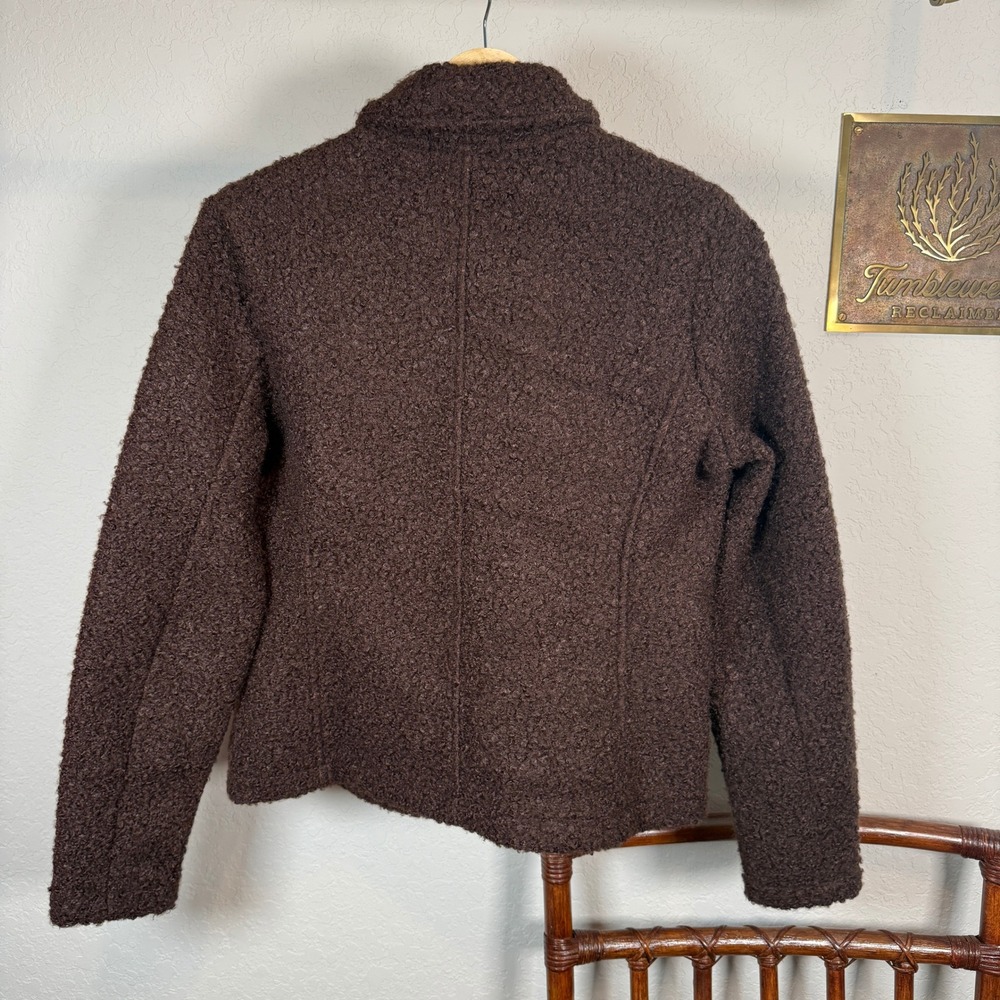 Banana Republic Womens Brown Boucle Knit Asymmetrical Snap Jacket Small S - Picture 7 of 7